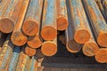 Hot-rolled round steel bars Royalty Free Stock Photo