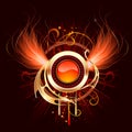 Hot round banner with fiery wings Royalty Free Stock Photo