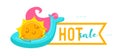 Hot Sale Banner with Kawaii Sun Character Floating on Inflatable Unicorn Mattress. Cute Cartoon Personage