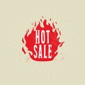 Hot sale banner. Vector fire flame with Hot Sale caption. Vector illustration