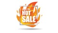 Hot sale fire special price offer deal vector labels banner templates designs concept with flame. Vector. Royalty Free Stock Photo