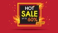 Hot Sale Fire Template design square banner with Special sale.Black card for offer with frame fire graphic design concept