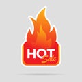 Hot sale flaming label sticker in flat vector design Royalty Free Stock Photo