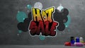 Hot sale Graffiti on concrete wall texture Stone wall background , 3d rendering