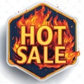 Hot Sale Banner with Flames - Fire Emblem for Special Offers and Discounts Royalty Free Stock Photo