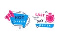 Hot Sale and Last Offer Promo Sticker and Label Vector Set Royalty Free Stock Photo