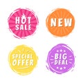 Hot Sale New Big Deal Special Offer Promo Stickers Royalty Free Stock Photo