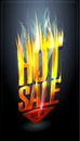 Hot sale now on, hot fiery sale vector banner design template Royalty Free Stock Photo