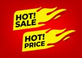 Hot sale and Hot price fire labels. Royalty Free Stock Photo