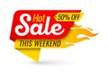Hot sale price offer deal vector labels templates stickers designs with flame Royalty Free Stock Photo