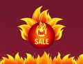 Hot Sale Round Badge Promo Offer Burn Fire Flame Royalty Free Stock Photo