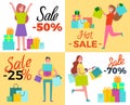 Hot Sale 50 Shopping Set Vector Illustration