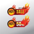 Hot Sale banner. This weekend special offer, big sale, discount 50%. Creative glowing social media banner design. vector. on gray