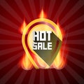 Hot Sale Yellow Label in Flames Royalty Free Stock Photo
