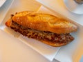 Hot sandwich with Longaniza sausage with sauce