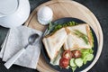 Hot sandwiches, cheese, tomatoes, egg and cucumber Royalty Free Stock Photo