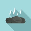 Hot sauna stones icon, flat style