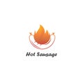 Hot sausage barbecue flame logo