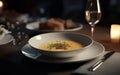 Golden Lentil Soup Bowl with Garnish Royalty Free Stock Photo