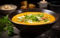 Golden Lentil Soup Bowl with Garnish Royalty Free Stock Photo