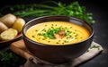 Golden Lentil Soup Bowl with Garnish Royalty Free Stock Photo