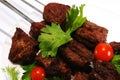 Hot shish kebab on skewer