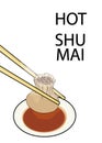 Hot shumai steamed dumplings poster vector illustration