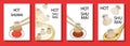 Hot shumai steamed dumplings posters vector illustration