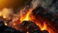 a hot smoke lava magma flames erupt volcano fire erupting flame flow surface molten Hawaii burn scorch volcanic eruption liquid Royalty Free Stock Photo