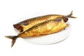 Hot smoked mackerel on plate