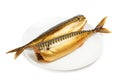 Hot smoked mackerel on plate Royalty Free Stock Photo