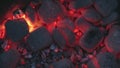 Red Hot Smolder Coals in Barbecue Grill