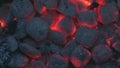Red Hot Smolder Coals in Barbecue Grill
