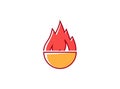 Hot soup logo ramen design, soup fire vector