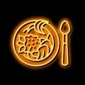 hot soup pasta neon glow icon illustration