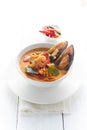 Hot and sour seafood soup.
