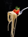 Delicious pasta on fork Royalty Free Stock Photo