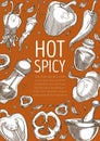 Hot spice pepper powder and peas paprika and chili Royalty Free Stock Photo