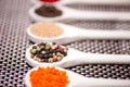 Hot spices flavors mix with black pepper, pepper corns