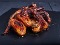 Hot spicy bbq honey chicken wings Royalty Free Stock Photo