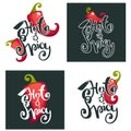 Hot and spicy chili pepper logo, icons and emblems, with lettering composition