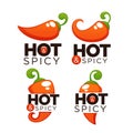 Hot and spicy chili pepper logo, icons and emblems, with lettering composition