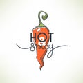 Hot and spicy chili pepper logo, icons and emblems, with lettering composition Royalty Free Stock Photo