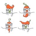 Hot and spicy chili pepper sketchind logo, icons and emblems, wi Royalty Free Stock Photo