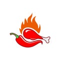 Hot spicy chilli chicken logo icon