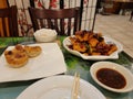 hot and spicy Chinese fried fish with peppers and dumplings Royalty Free Stock Photo