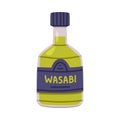 Hot and Spicy Green Wasabi Sauce in Glass Labeled Bottle with Cap Vector Illustration Royalty Free Stock Photo