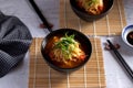 Hot&spicy noodle soup with chopsticks Royalty Free Stock Photo