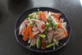 Hot & Spicy salad with ham and Imitation Crab Stick Royalty Free Stock Photo