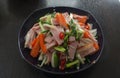 Hot & Spicy salad with ham and Imitation Crab Stick Royalty Free Stock Photo